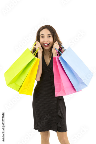 Shopping woman happy and excited