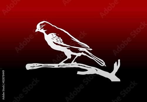 Oiseau tatouage fond rouge et noir