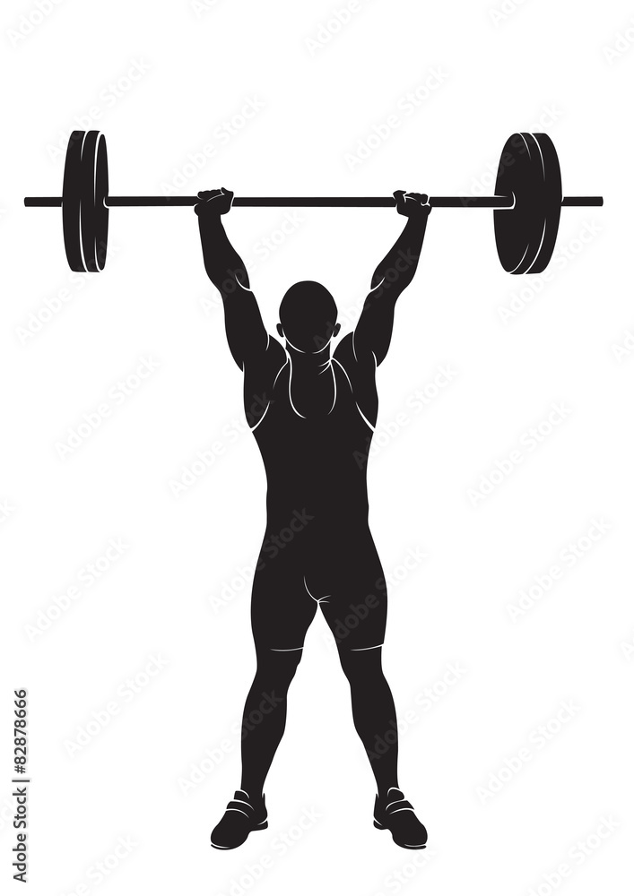 Weightlifter. Vector silhouette against white background Weightlifter. Vector silhouette against white background