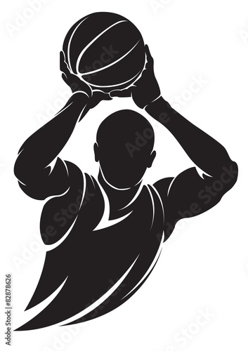 Basketball player. Vector silhouette, isolated on white