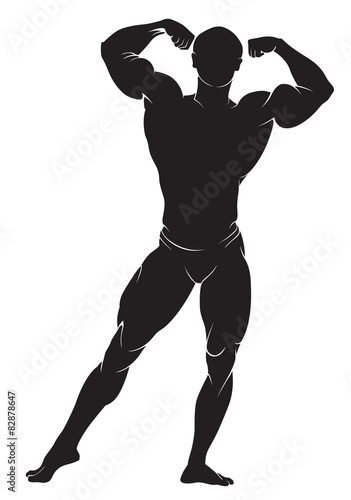 Bodybuilder. Vector silhouette against white background 