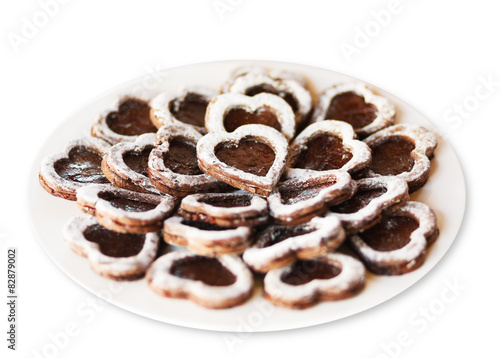 Heart shaped buscuits on the plate