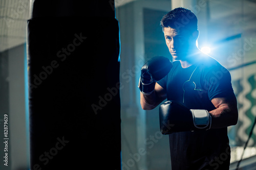 muscular handsome boxing fighter