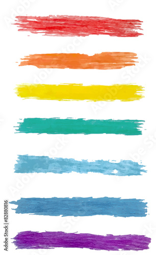 Vector set of colorful brush strokes 