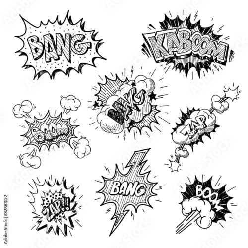 Set of comics boom, vector illustration