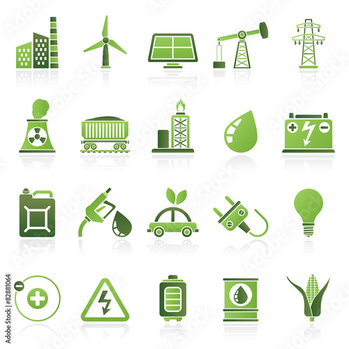Power, energy and electricity Source icons - vector icon set