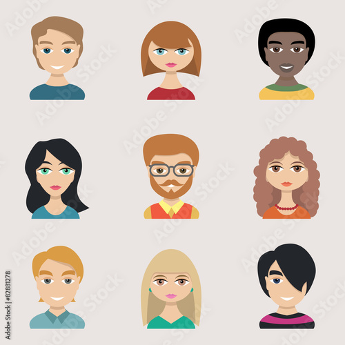 People icons, peolple avatars, flat style