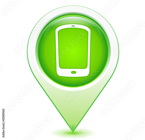smartphone téléphone sur marqueur géolocalisation vert