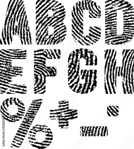 alphabet with fingerprint