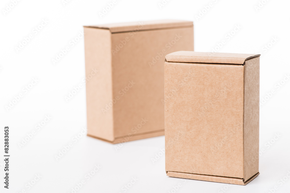 Brown cardboard boxes on a white background Brown cardboard boxes on a white background
