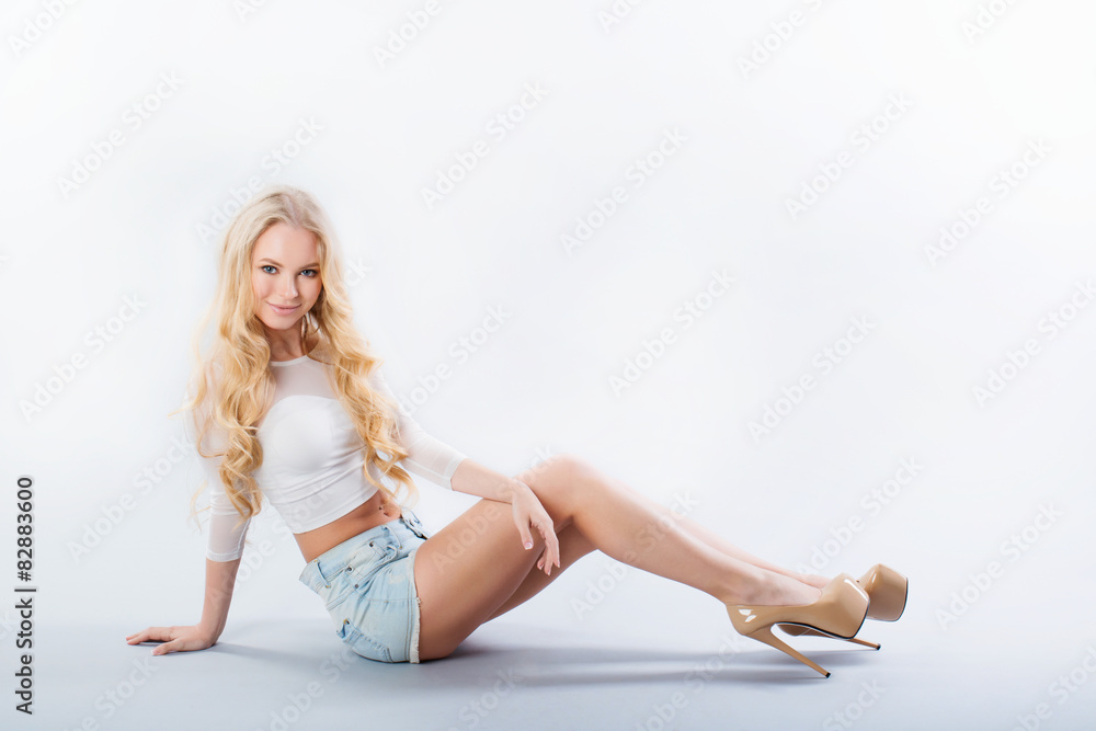 Blonde woman in a full-length