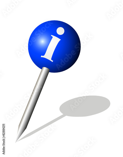 Runde blaue Stecknadel mit Info Symbol