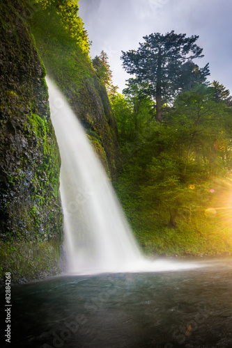 Horsetail Falls at sunset  in the Columbia River Gorge  Oregon.