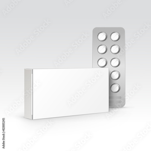 Vector Blank Package Box for Blister of Pills 