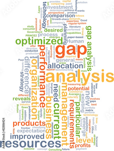 gap analysis wordcloud concept illustration