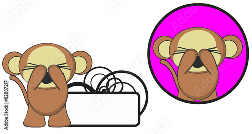 cute monkey expression cartoon sticker copyspace