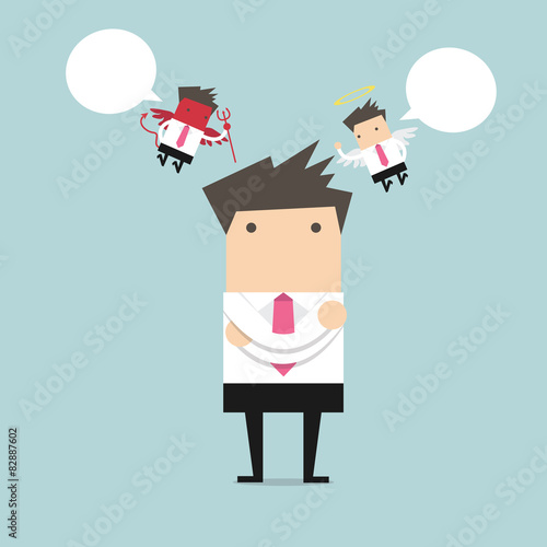 Businessman with evil and angel