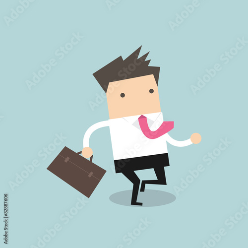 businessman running with his briefcase