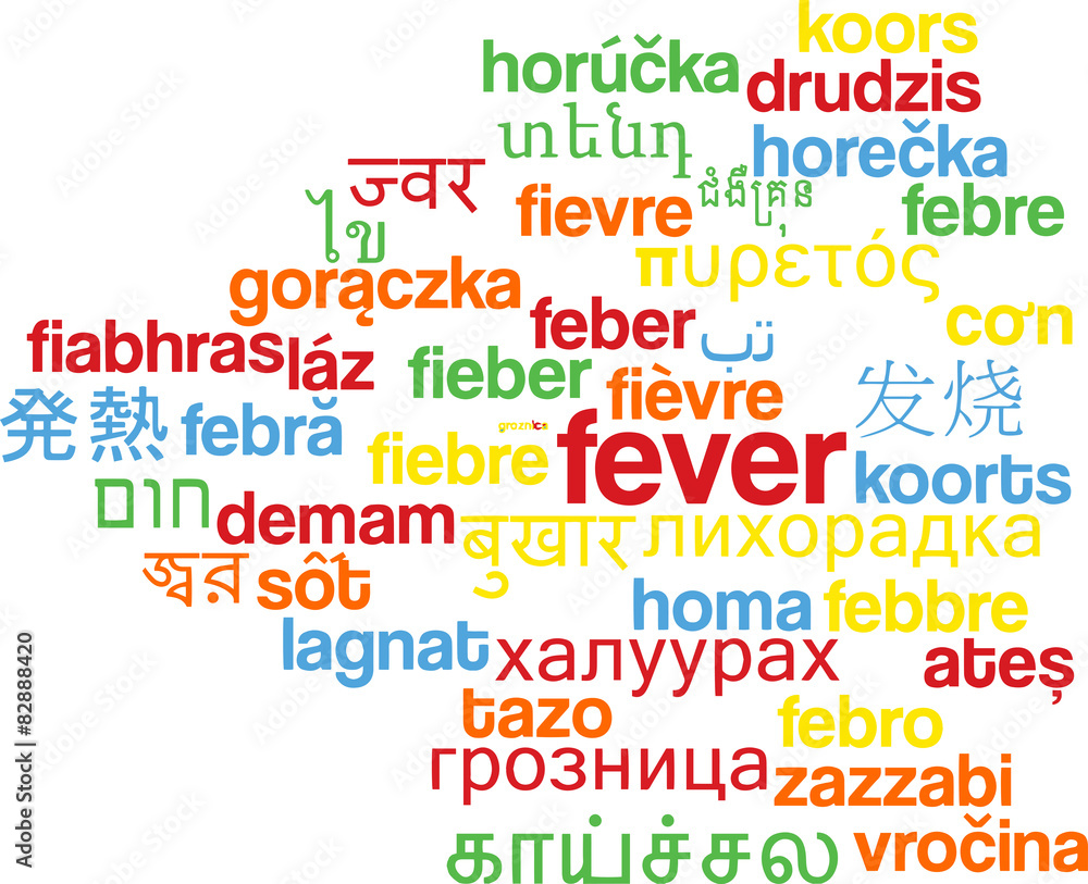 Fever multilanguage wordcloud background concept