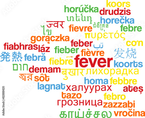 Fever multilanguage wordcloud background concept