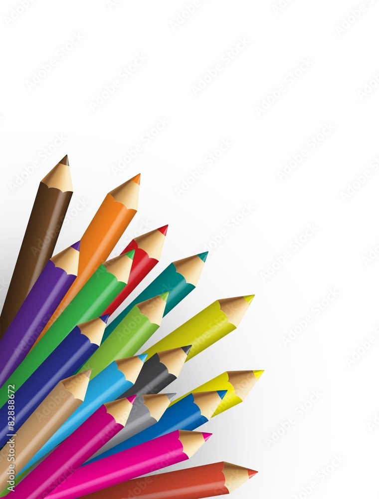 Fototapeta premium Collections of pencils colour with white backround
