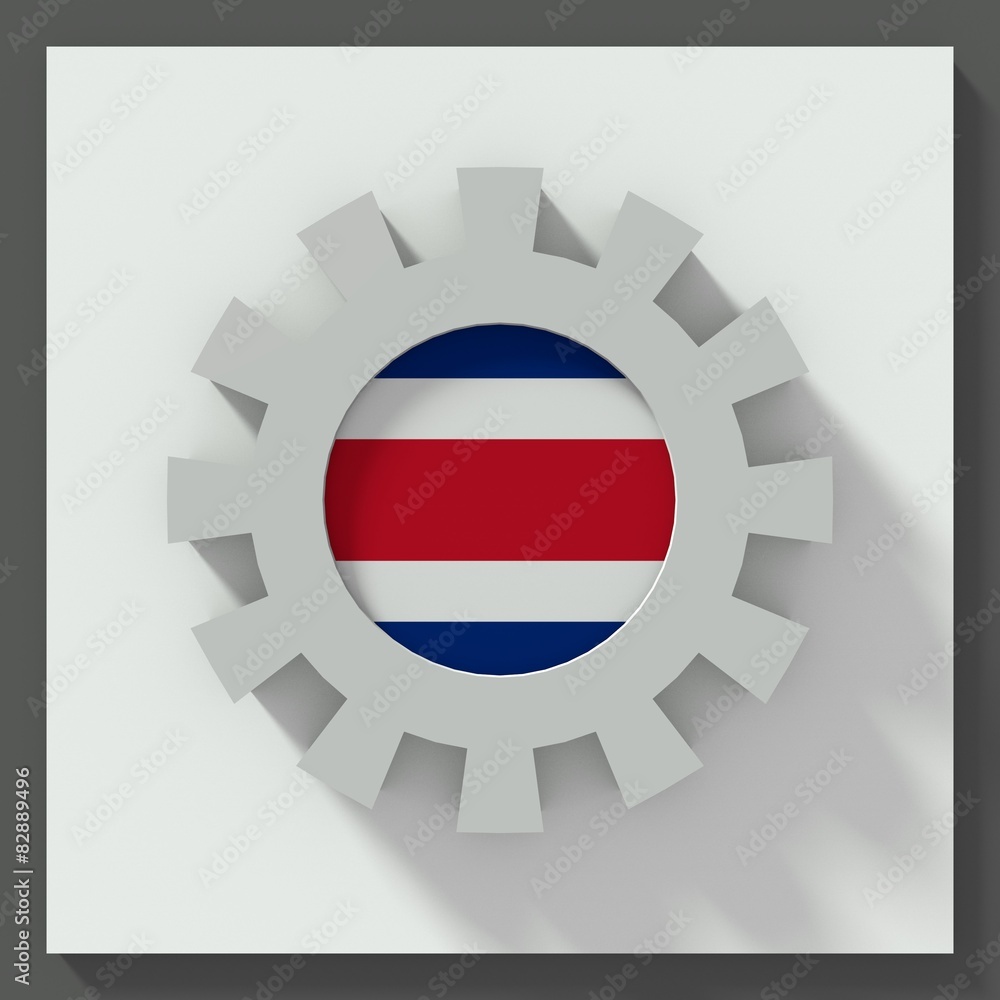 Naklejka premium Costa Rica flag gear 3D illustration