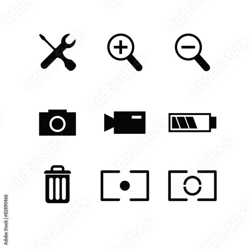 Set of photography icons in white background
