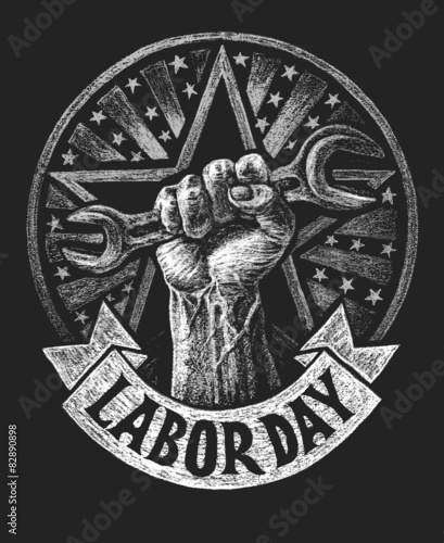Labor day poster  on the chalkboard