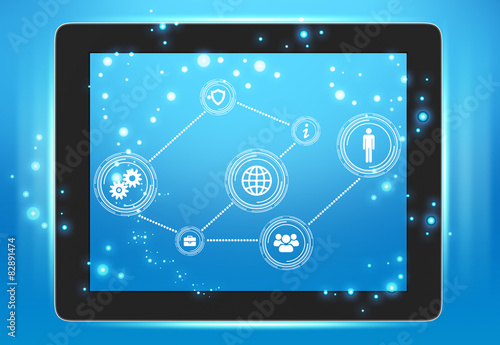 Wallpaper Mural Tablet with icons on the screen interconnected points Torontodigital.ca