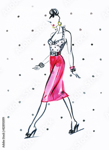 woman with elegant dress .abstract watercolor