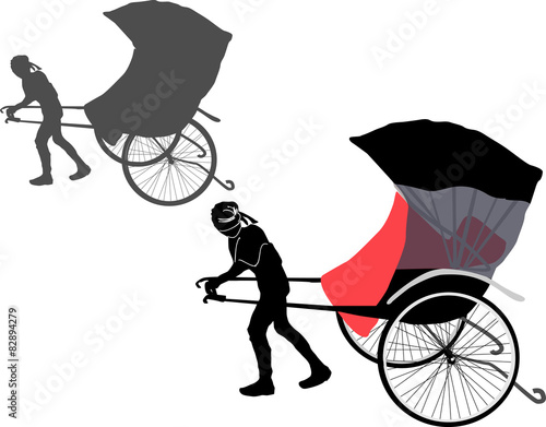 rickshaw isolated on white background