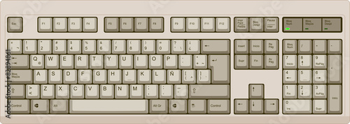 Grey qwerty keyboard with latin american spanish layout