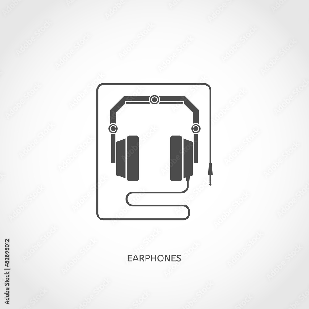 Musical instrument earphones flat icon Musical instrument earphones flat icon