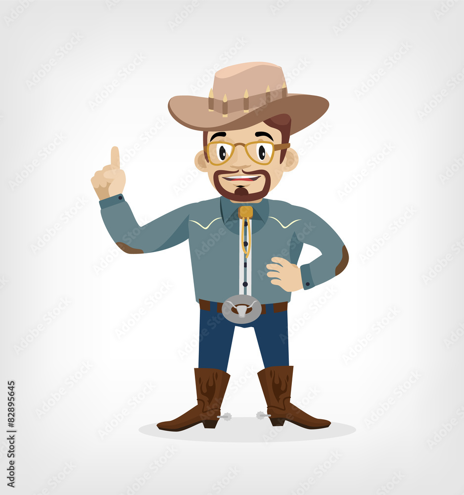 Vector macho cowboy flat illustration