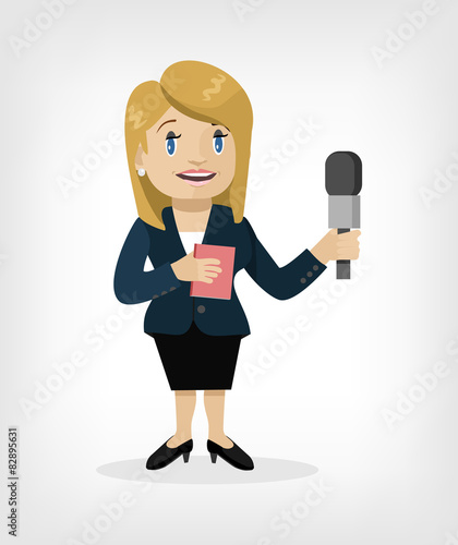 Vector cartoon journalist flat illustration