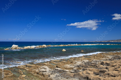 Beautiful rocky sea coast of the Mediterranean Sea. Seascape