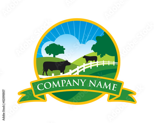 Beef And Farm Sign Logo Template