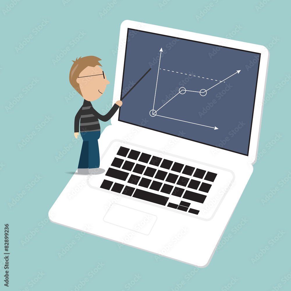 Business man presentation on laptop Business man presentation on laptop