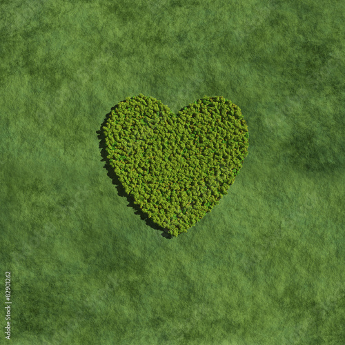 heart create by tree with grass background