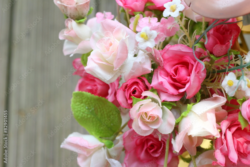 Beautiful vintage roses of artificial flowers