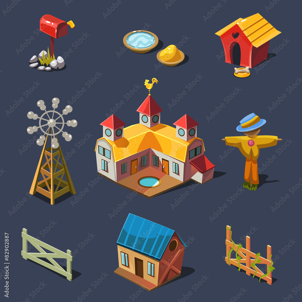 Farm Big Set of Design Elements in Modern Flat style. Farm Big Set of Design Elements in Modern Flat style.