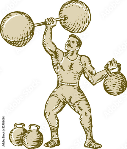 Strongman Lifting Barbell Kettlebell Etching