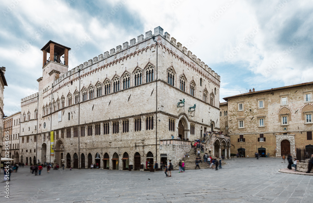 Wide angle view of Perugia, Umbria. Old Town