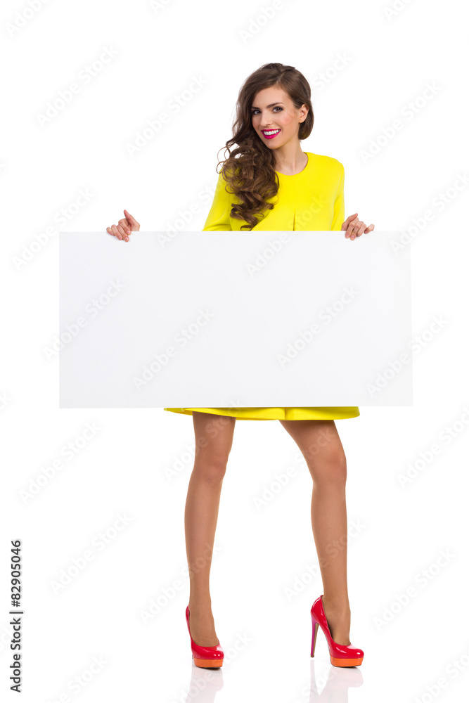 Girl In High Heels Holding Placard Girl In High Heels Holding Placard