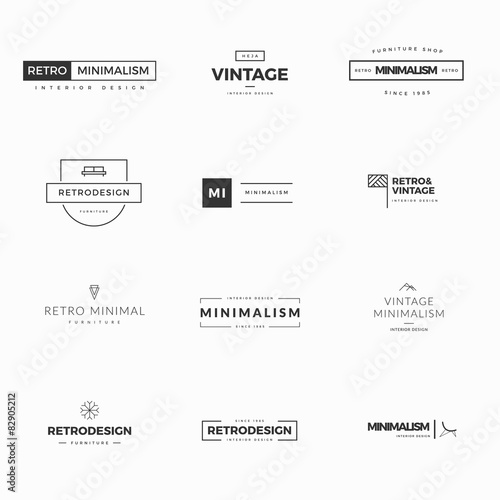 Collection of modern and minimal vintage vector logos