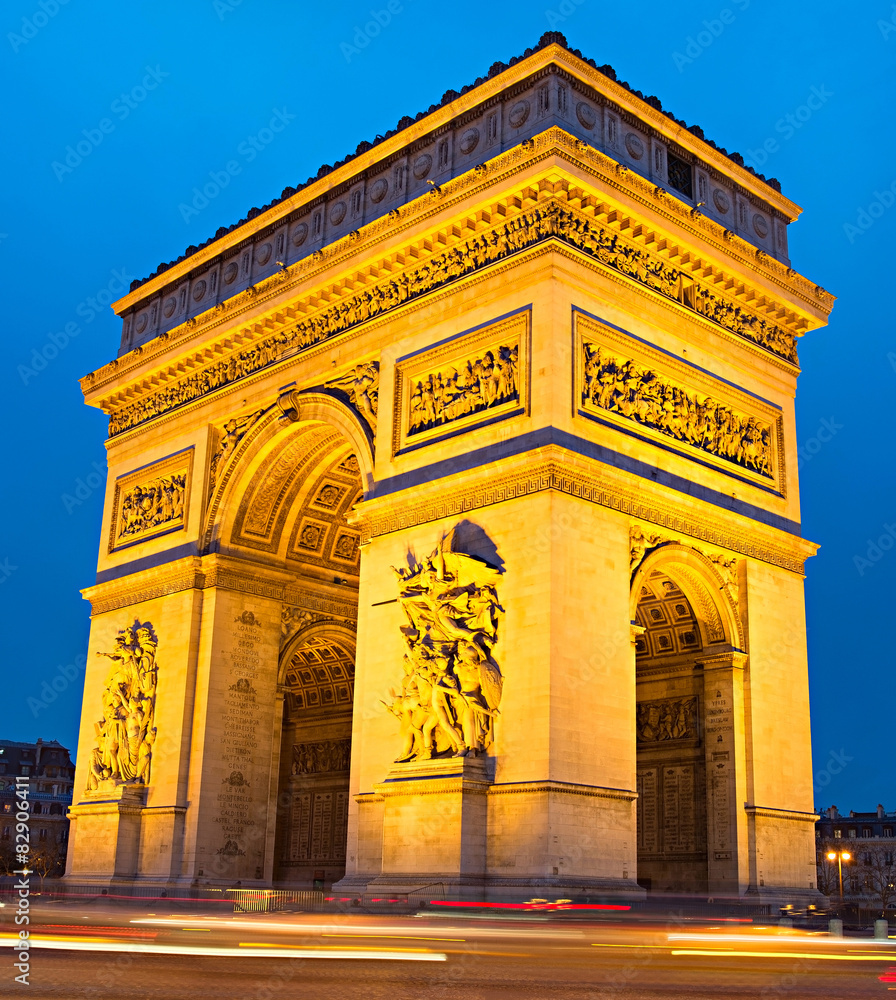 Triumphal Arch at dusk, Paris