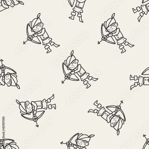 archer doodle seamless pattern background