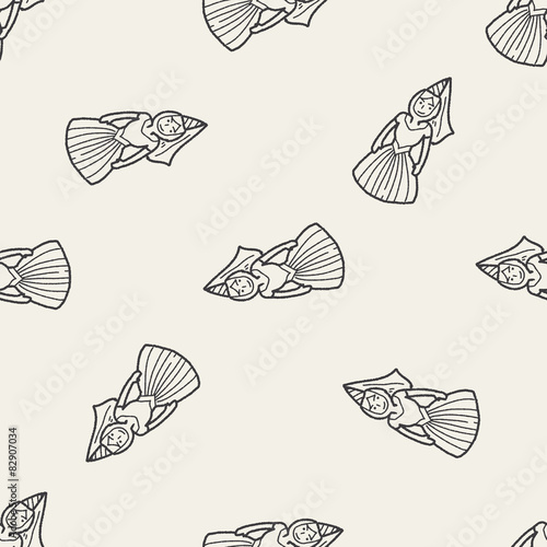 medieval people doodle seamless pattern background