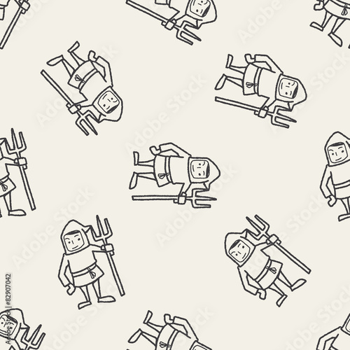 medieval people doodle seamless pattern background