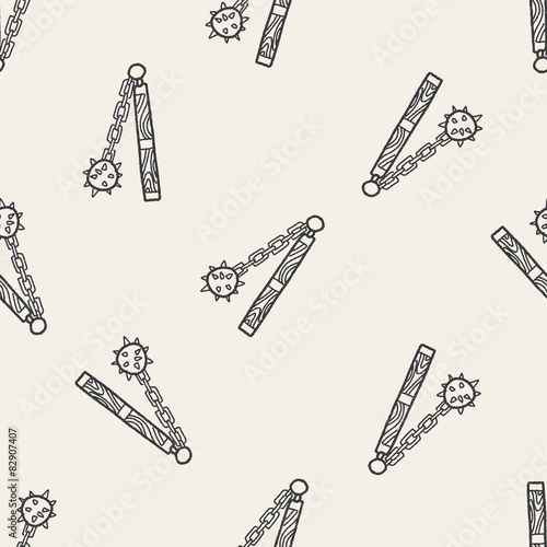 iron mace doodle seamless pattern background